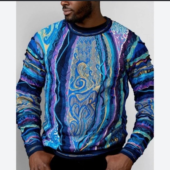 COOGI Men's Vibrant Blue and Purple Sweater - Picture 1 of 8